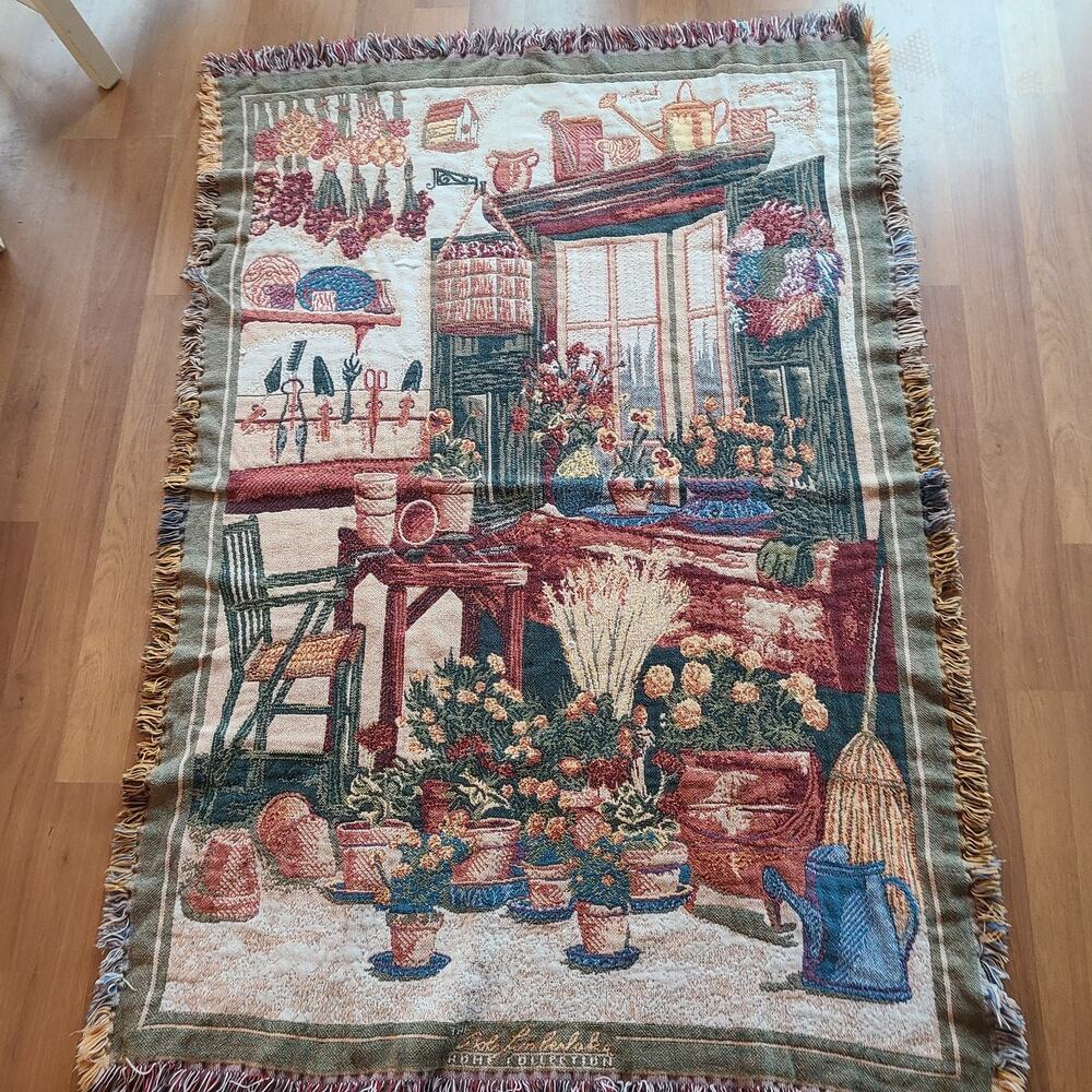 Garden Potting Shed Woven Tapestry Throw Bob Timberlake Cottage Cabin Decor